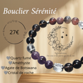 Bracelet Bouclier Sérénité – Quartz fumé, Agate du Botswana, Améthyste et Cristal de roche