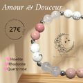 Bracelet Amour & Douceur – Rhodonite, Howlite et Quartz rose