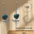 Boucles d’oreilles pendantes Colibri & Cœur en Agate – Argenté
