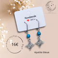 Boucles d’oreilles dormeuses Nœud de Sorcière – Acier inoxydable & Apatite bleue